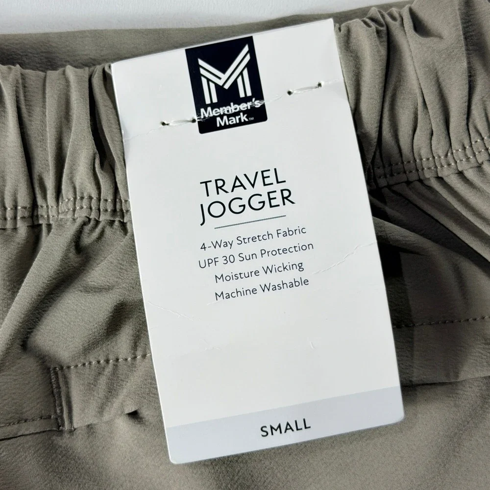 Member's Mark Travel Jogger Pants Olive Green Small 4-Way‎ Stretch UPF 30 NWT